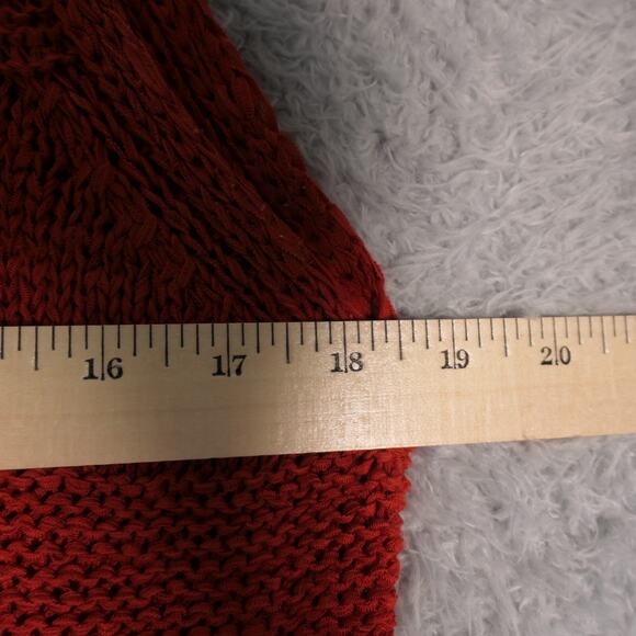 Vintage Crocheted Tunic Tank Sweater Womens 2X Burnt Orange Beaded Fringe Boho - Picture 7 of 11